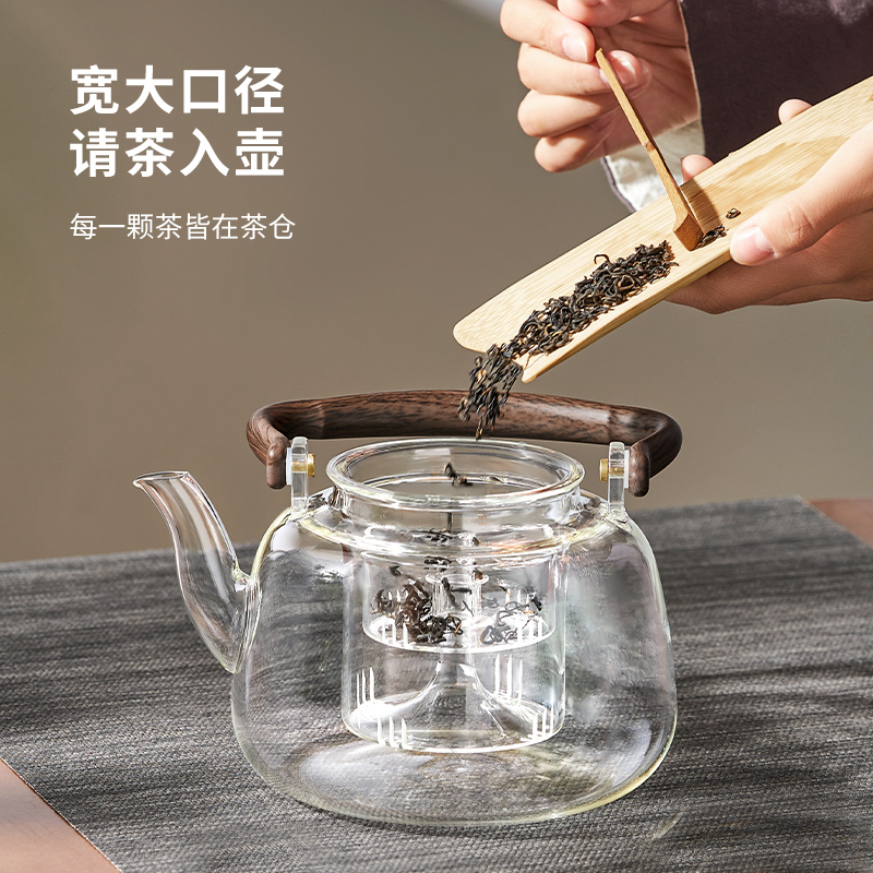 大容量茶壶玻璃煮茶器蒸煮两用提梁壶电陶炉套装家用泡茶壶耐高温