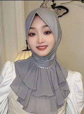 夏季法式水钻百搭套头头巾女