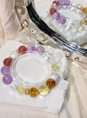 天然水晶手链女款单圈多宝水晶手串送女友闺蜜DIY多宝水晶串10-12