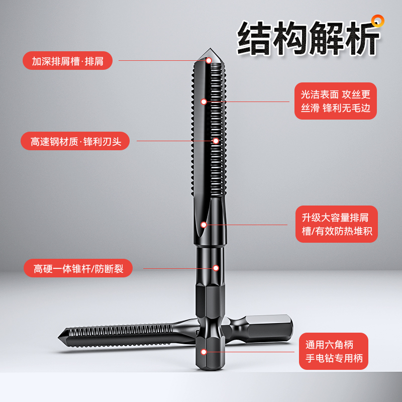 德国精工丝锥丝攻套装m4攻丝钻头螺旋手用挤压钻攻一体不锈钢机用