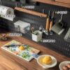Desk sideboard perforated plate storage rack accessories metal