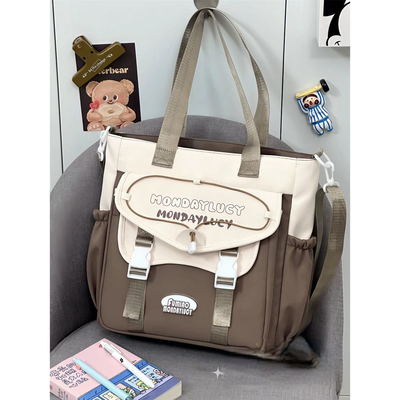 日系学院百搭高颜值单肩斜挎包女 学生上课休闲大容量手提补习袋,淘宝优惠券,粉丝福利购,淘宝优惠卷