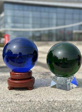 蓝色水晶球电视柜窗户装饰入口隔断家庭客厅办公室办公桌玻璃球装