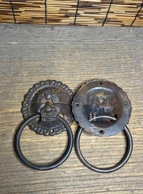 铸铁虎头覆古中国门环彷古木门旧铁柄狮头兽头门环饰品