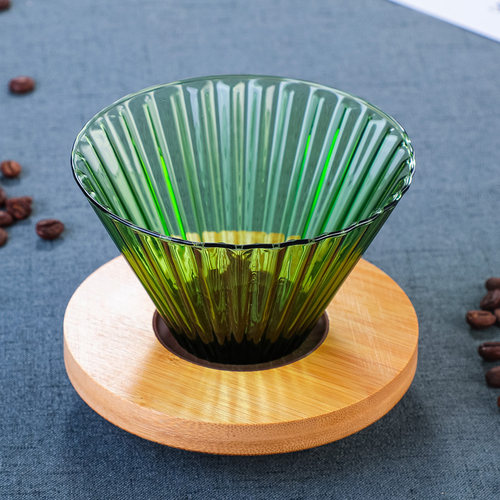 五家务加厚玻璃条纹彩色咖啡滤杯 手冲壶配套器具滴滤式漏斗V60 - 图0