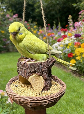 新品户外悬挂式树桩喂鸟器庭院阳