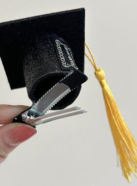 迷你学士帽发夹子头饰头发卡子博士硕士幼儿园毕业装扮发饰