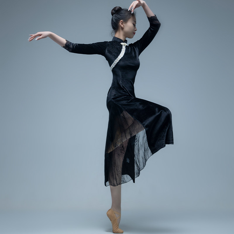 古典舞丝绒旗袍女成人身韵练功服 靓卫士民族服装/舞台装