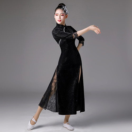 舞蹈练功服女中国风古典舞身韵纱衣套装仙气滚滚红尘旗袍上衣服装 - 图1