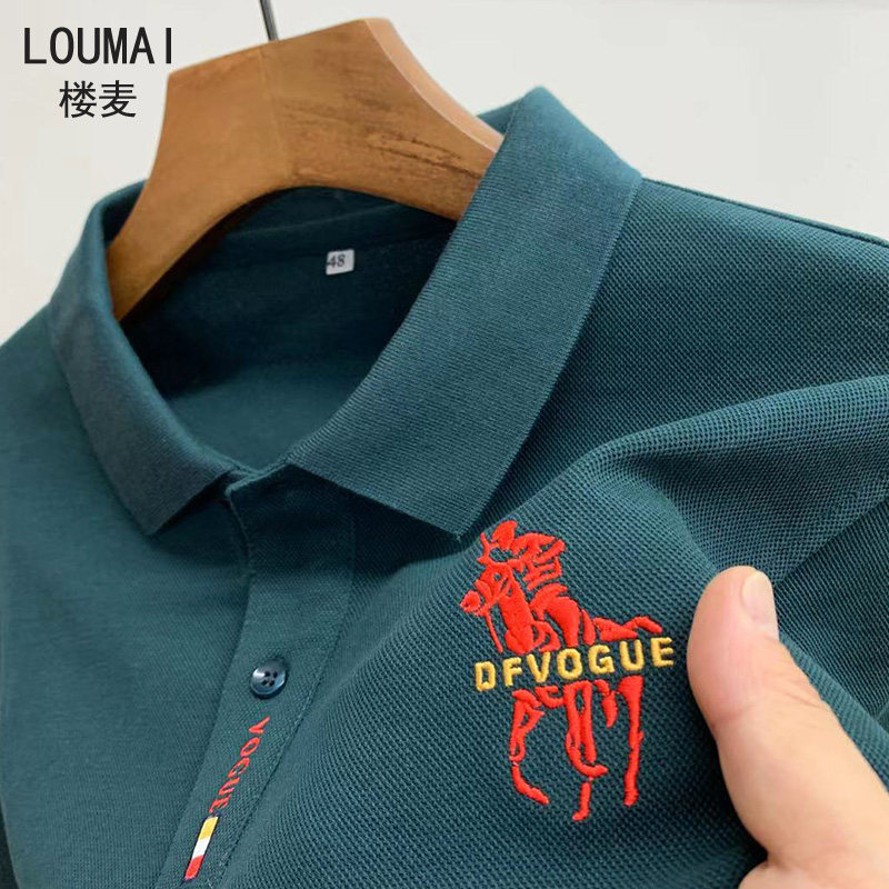 长袖男士100%纯棉带领保罗t polo衫 楼麦T恤