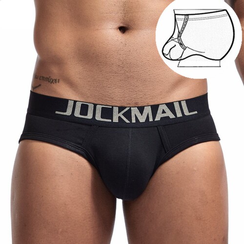 JOCKMAIL男士内裤男棉吊环提型棉三角裤透气持久套环裤衩裤头低腰 - 图1