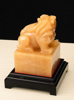 天然玉石黄玉貔貅官印财帅印章钮