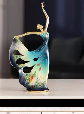 摆件舞者创意客厅珐琅纯铜现代