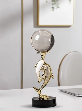 鱼水晶球玄关摆件轻奢