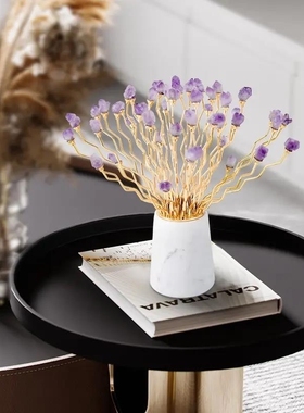 花开富贵客厅工艺品水晶石轻奢