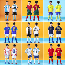 Childrens football suit suit male and female child France Germany Brazil Bantooth Portugal C RoArgentina Messi jersey