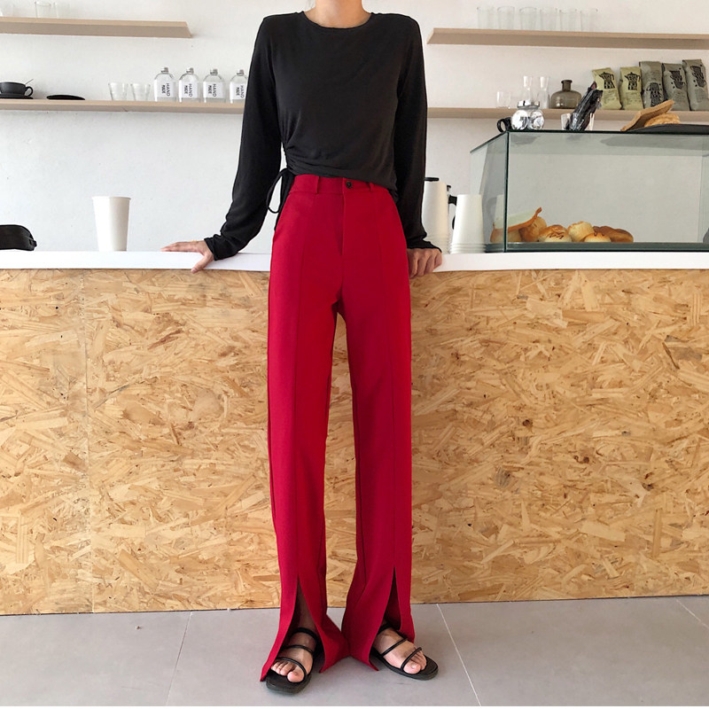 开叉春夏新款显瘦百搭高腰裤子 寻笙记服饰休闲裤