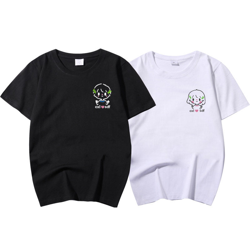 diy刺绣短袖情侣装夏全棉送t恤衫 相逢者T恤