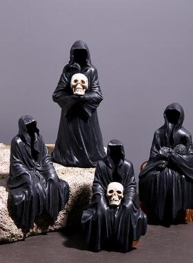 暗黑哥特风酒吧桌面装饰品摆件车载小众克苏小人法师巫师死神幽灵