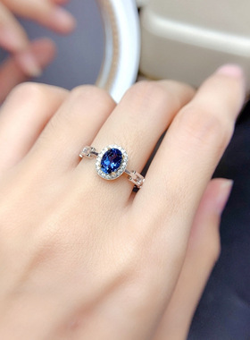 简约气质仿真蓝宝石红碧玺开口戒指女时尚彩宝天然石活口指环饰品