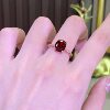 Amethyst Light Luxury Simple Pigeon Blood Pomegranate Red Ring Women's Inlaid Golden Zircon Ring High-End Living and Versatile