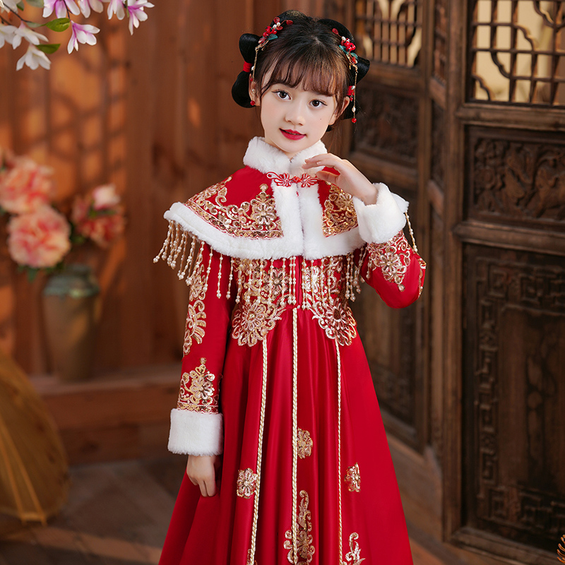 女童冬季连衣裙儿童新年衣服拜年服冬装2025新款汉服喜庆裙子冬款,淘宝优惠券,粉丝福利购,淘宝优惠卷