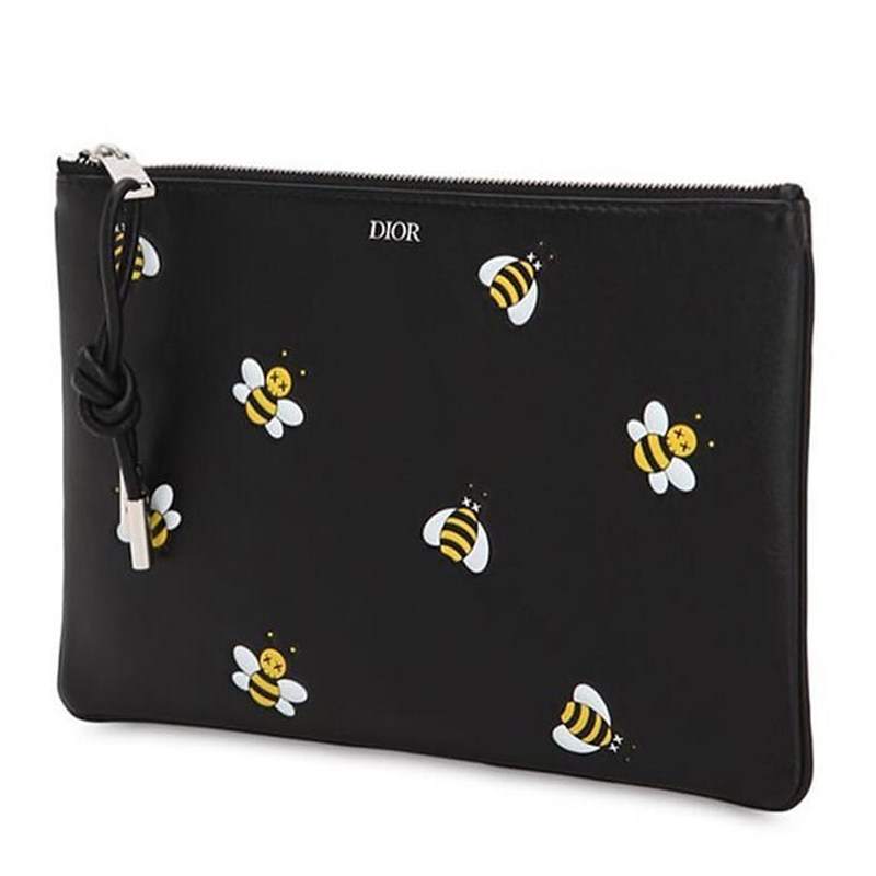 dior /迪奥新款黑色牛皮黄色手拿包 美欧汇奢海外男士包袋