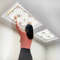 New pvc flower board custom pvc flower lattice hollowed-out Chinese background decoration solid wood partition living room styling ceiling pass