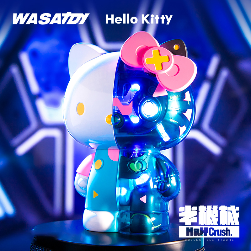 WASATOY三丽鸥HelloKitty 半机械24CM凯蒂猫手办可拆装带灯可充电