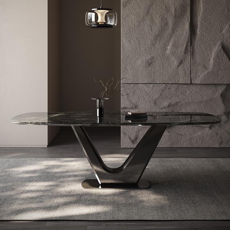 德品曼轻奢意式简约超晶石餐桌长方形极简大理石餐桌家用小户型 - 图3