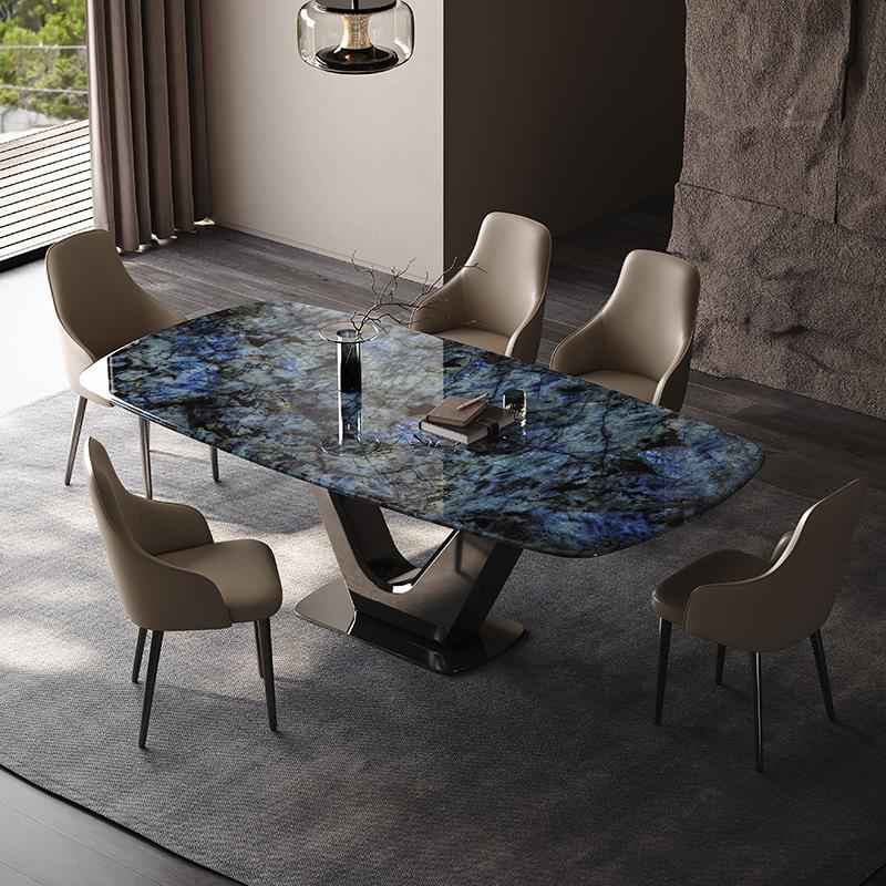 德品曼轻奢意式简约超晶石餐桌长方形极简大理石餐桌家用小户型 - 图0