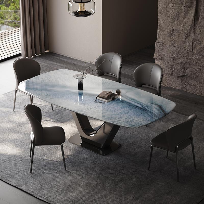 德品曼轻奢意式简约超晶石餐桌长方形极简大理石餐桌家用小户型 - 图1