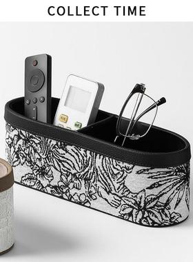 法国覆古皮革分割笔架桌面杂物化妆刷咖啡桌遥控器收纳盒装饰饰品