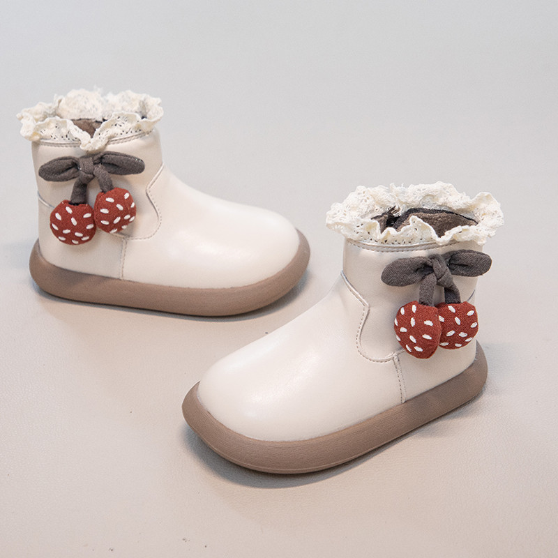 儿童蕾丝棉靴2025秋冬新款女童加绒保暖皮靴软底防滑公主甜美短靴,淘宝优惠券,粉丝福利购,淘宝优惠卷