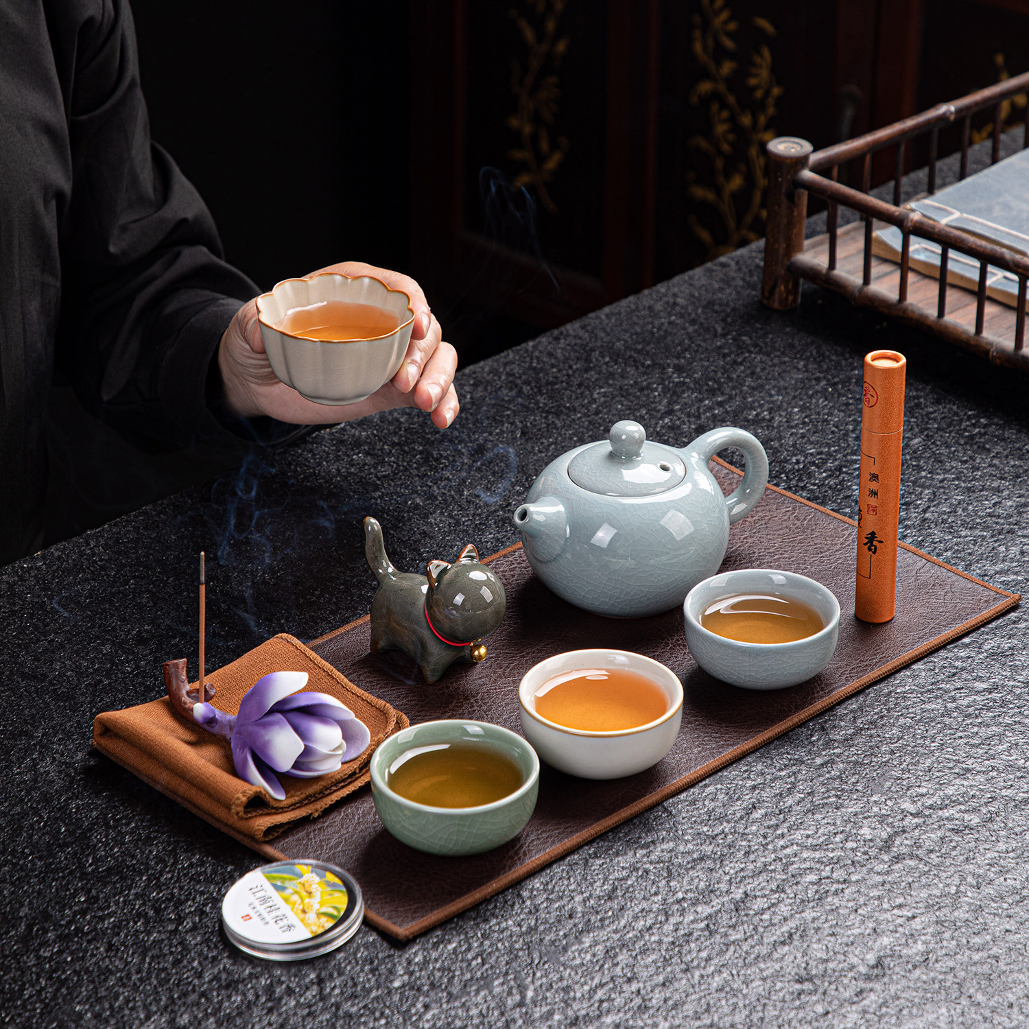 轻奢古风茶具套装送客户伴手礼银行商务开业活动实用礼物定制logo,淘宝优惠券,粉丝福利购,淘宝优惠卷