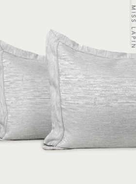 澜品灰色肌理灰色滚边床品三件套现代简约样板间酒店卧室被枕套
