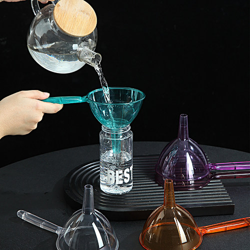 四色透明！长颈小口径油漏斗器加厚长把手多功能液体水分分装器耐 - 图0