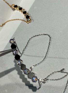 蜂巢手链女纯银镀18K玫瑰