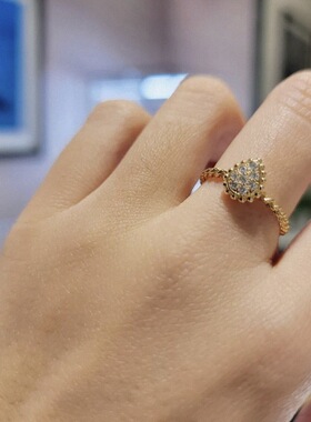 水滴小号纯银镀玫瑰金戒指