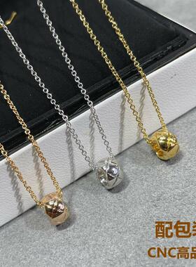 菱格小金豆项链女纯银镀18