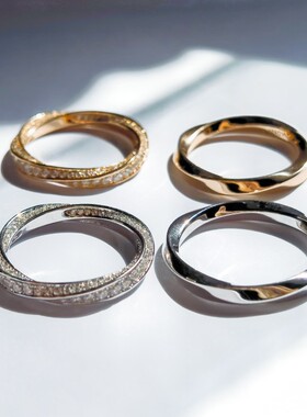 纯银镀18k玫瑰金戒指女流