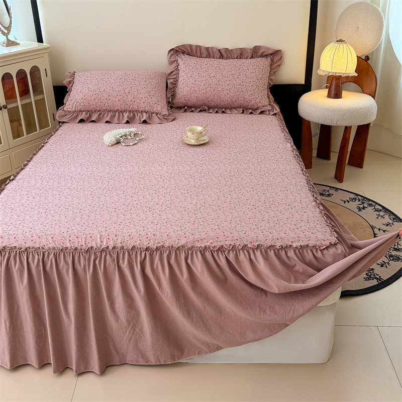 A类水洗珍珠棉单件床裙双层纱床垫保护罩三件套法式复古风床罩,淘宝优惠券,粉丝福利购,淘宝优惠卷