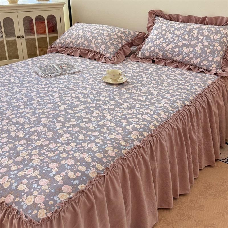 A类水洗珍珠棉单件床裙双层纱床垫保护罩三件套法式复古风床罩,淘宝优惠券,粉丝福利购,淘宝优惠卷