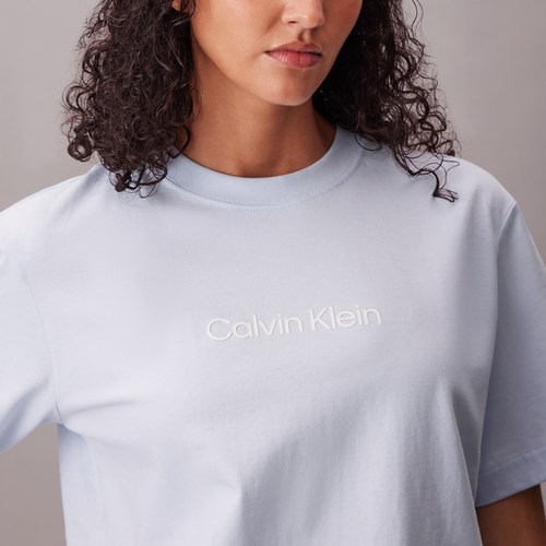 CK Jeans26夏季新款女士通勤休闲宽松重磅圆领纯色短袖T恤上衣 - 图2