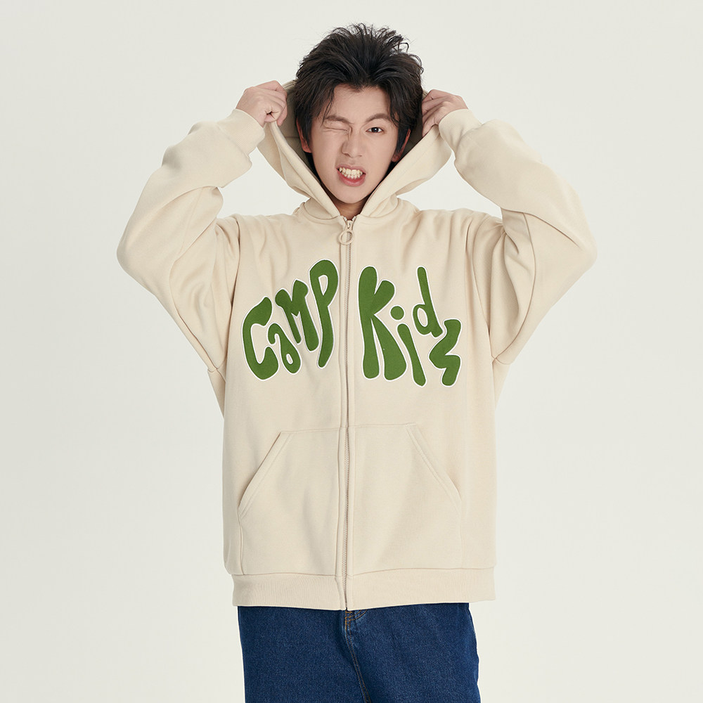 pcmy潮牌字母贴布开衫宽松青春卫衣 pcmy卫衣