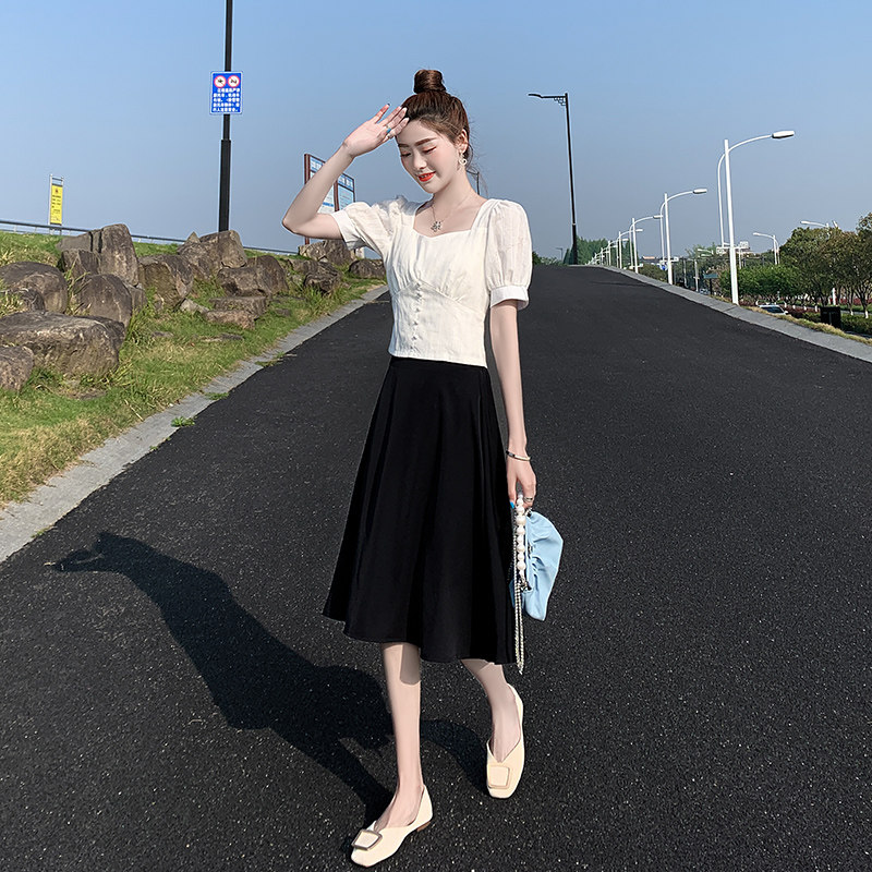 a字夏2022新款夏季雪纺双层半身裙 米魅儿半身裙