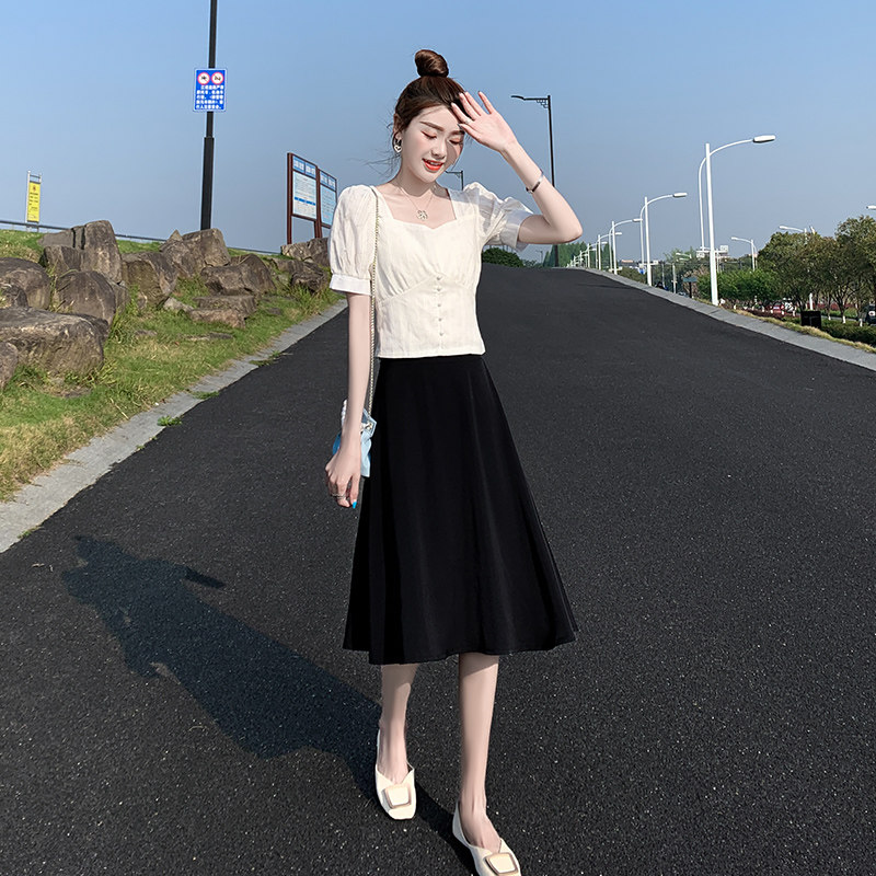 a字夏2022新款夏季雪纺双层半身裙 米魅儿半身裙