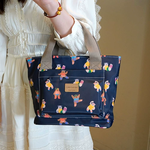 Мультяшная вместительная и большая портативная льняная сумка для матери и ребенка, барсетка, сумка для ланча для школьников, Южная Корея, сумка для еды