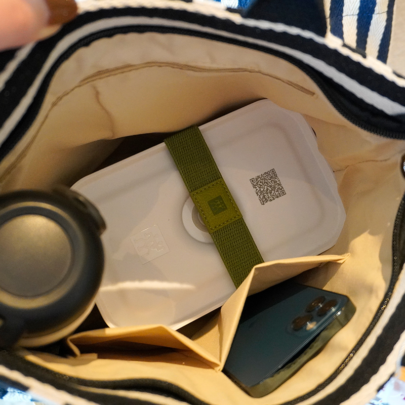 条纹帆布手提女包手拎时尚小包文艺布袋拉链款上班包大容量饭盒袋 - 图2