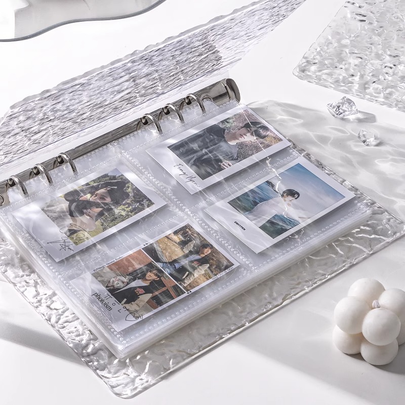 水晶卡册四宫格3寸小卡爱豆专辑追星小马宝莉收纳册亚克力同学录高颜值水波纹ins相册透明活页拍立得明星卡片 - 图3